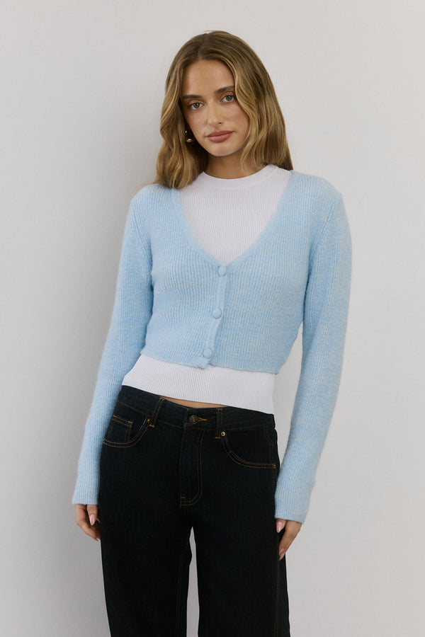 Baby Blue Knit Crop Hırka