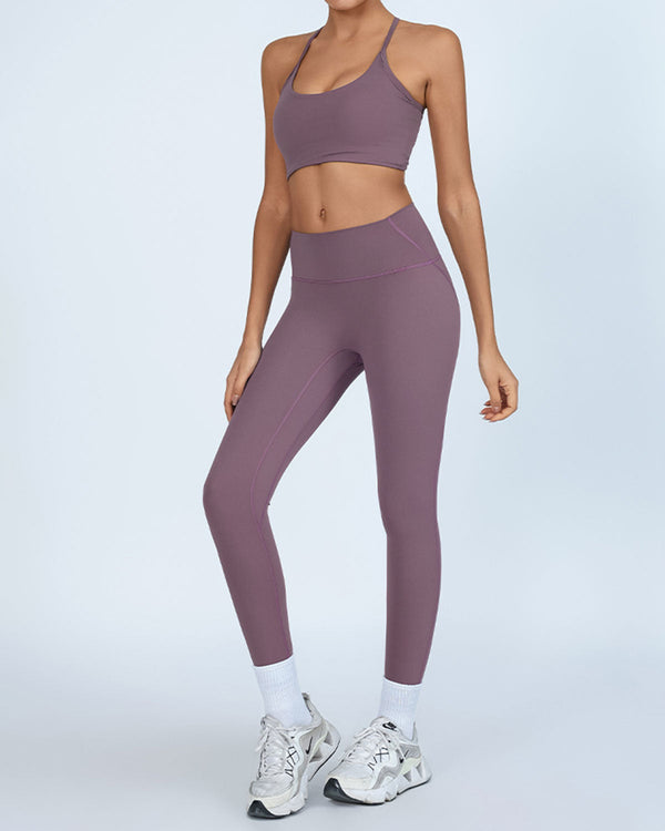 Mor Yüksek Esnek Yoga Taytı