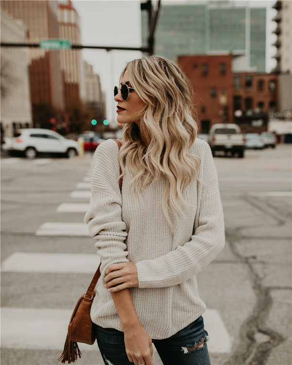 Basic Oversize Krem Triko Kazak