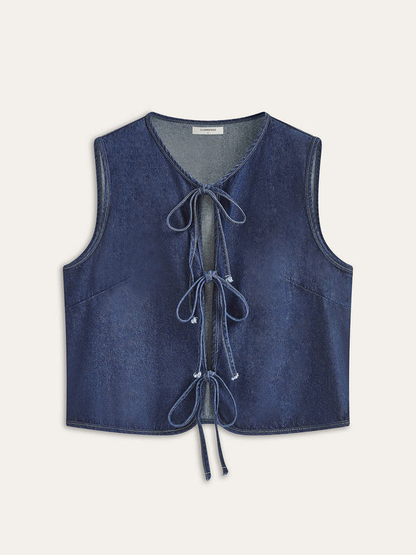 Vintage Denim Kravat Yelek