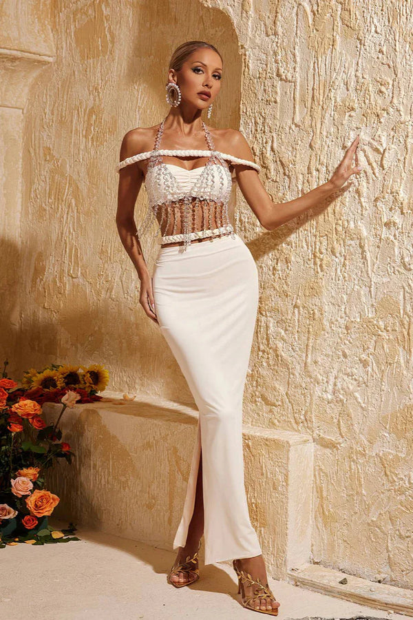 Marisol Boncuklu Etek Üçlü Takım