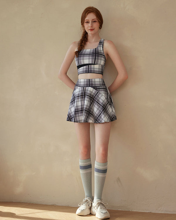 Siyah Ekose Yoga Eteği