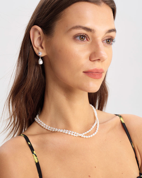 Gümüş İnci Metal Küpeler