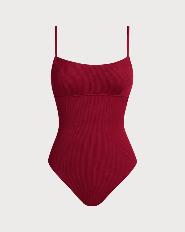 Kırmızı Bralette X Çapraz Tek Parça Mayo