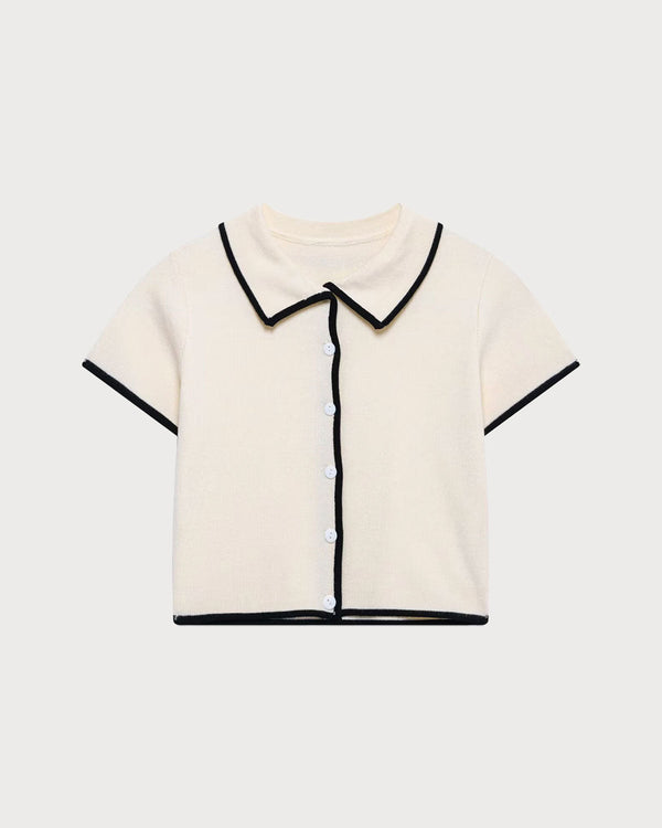 Kayısı Kontrast Tek Sıralı Hırka