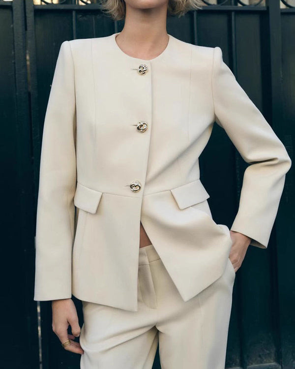 Kayısı Düğmeli Cep Blazer