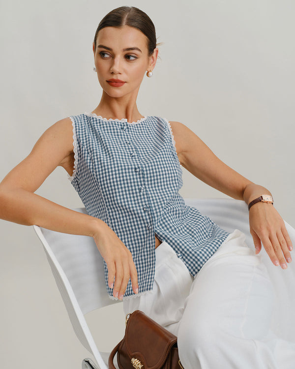 Mavi Ekose Tekne Yaka Atlet