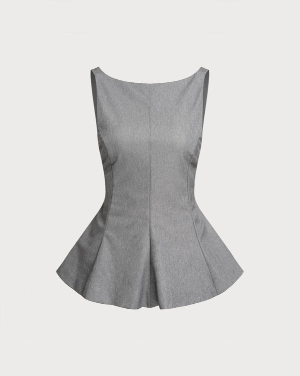 Gri Yuvarlak Yaka Sırtı Açık Atlet